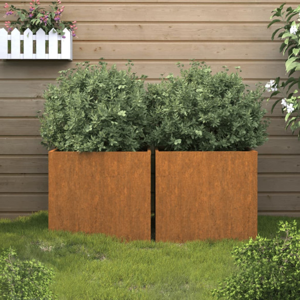 Jardiniere - 2 buc. - 32x30x29 cm - oțel corten