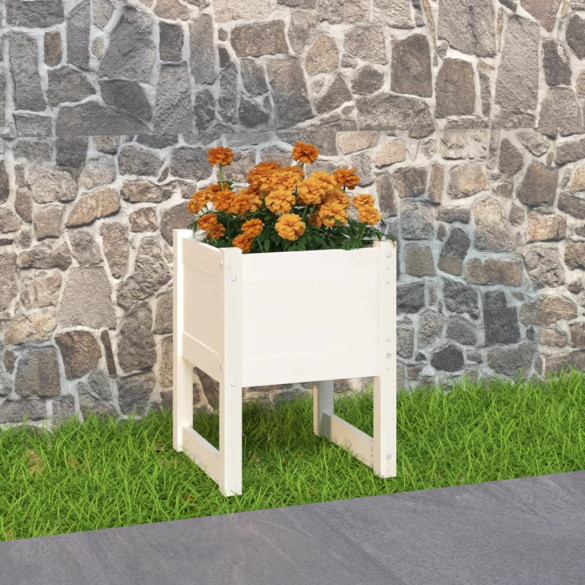 Jardinieră - alb - 40x40x52,5 cm - lemn masiv de pin