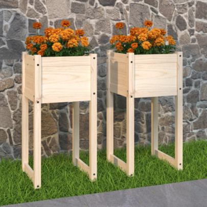 Jardiniere - 2 buc - 40x40x81 cm - lemn masiv de pin