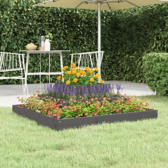 Jardinieră - gri - 80x80x27 cm - lemn masiv de pin