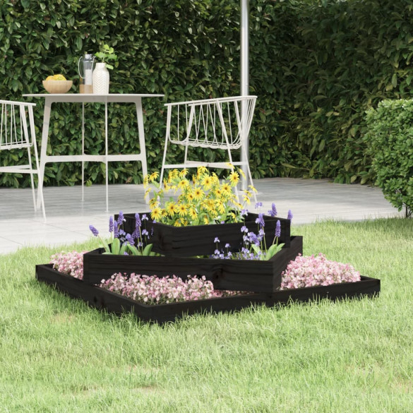 Jardinieră - negru - 83x83x27 cm - lemn masiv de pin