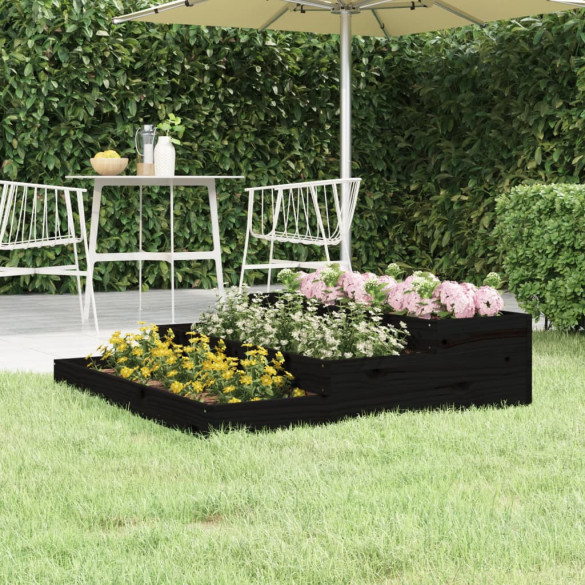 Jardinieră - negru - 107x107x27 cm - lemn masiv de pin