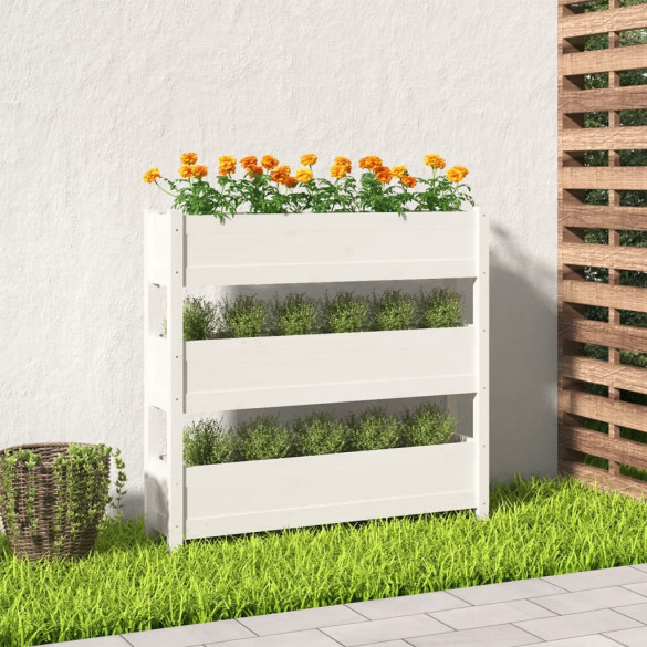 Jardinieră - alb - 112x25x104,5 cm - lemn masiv de pin