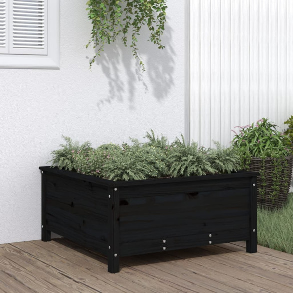 Jardinieră de grădină - negru - 82,5x82,5x39 cm lemn masiv de pin