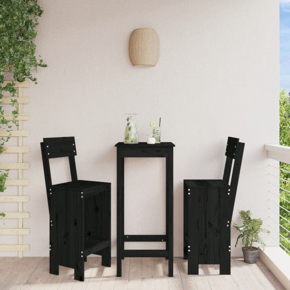 Taburete de bar - 2 buc. - negru - 40x48,5x115,5 cm lemn masiv pin