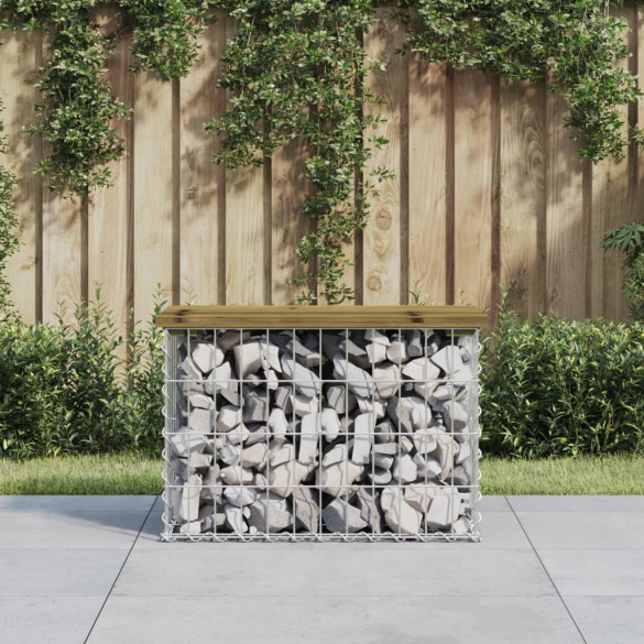 Bancă grădină - design gabion - 63x31,5x42 cm - lemn pin impregnat