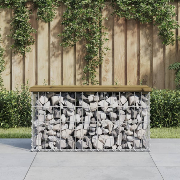 Bancă grădină - design gabion - 83x31,5x42 cm - lemn pin impregnat