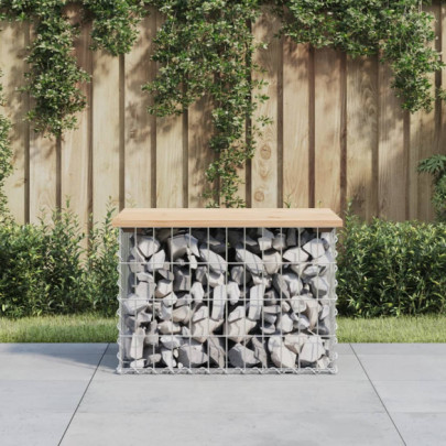 Bancă de grădină - design gabion - 63x44x42 cm - lemn masiv de pin