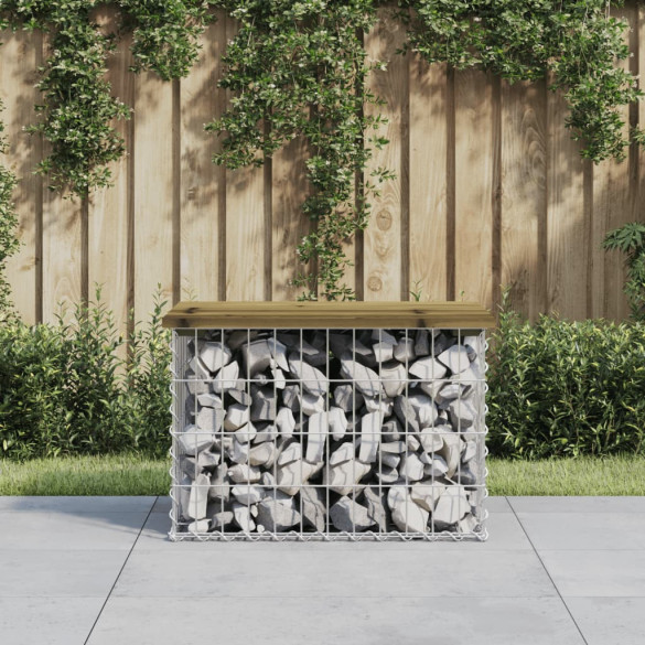 Bancă grădină - design gabion - 63x44x42 cm - lemn pin impregnat