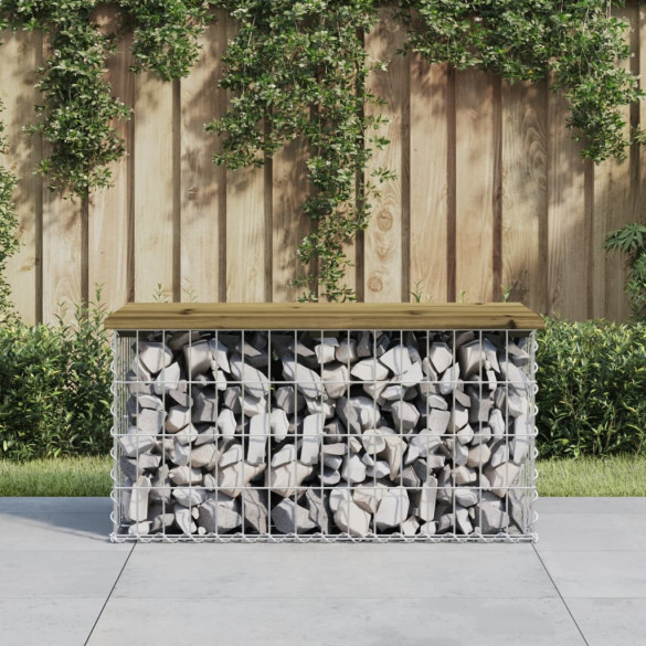 Bancă grădină - design gabion - 83x44x42 cm - lemn pin impregnat