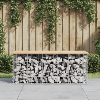 Bancă de grădină - design gabion - 103x44x42cm - lemn masiv de pin