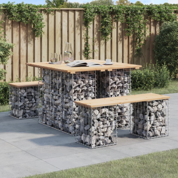 Bancă de grădină - design gabion - 100x102x72cm - lemn masiv pin