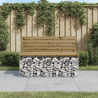 Bancă grădină - design gabion - 103x70x65 cm - lemn pin impregnat