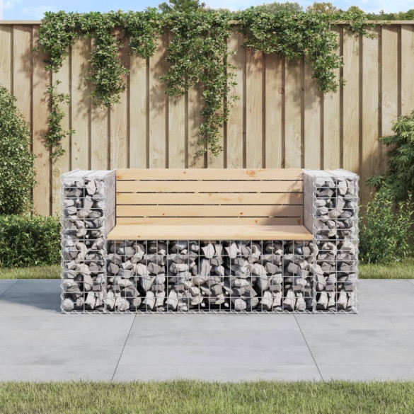 Bancă de grădină - design gabion - 143x71x65,5cm - lemn masiv pin