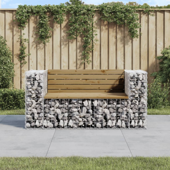 Bancă grădină - design gabion - 143x71x65,5cm - lemn pin impregnat