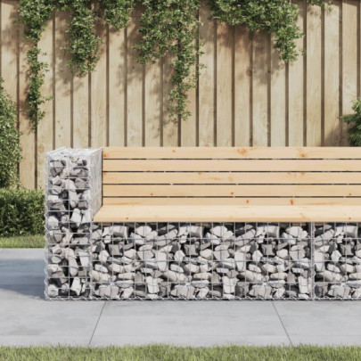 Bancă de grădină design gabion - 122x71x65,5 cm - lemn masiv pin