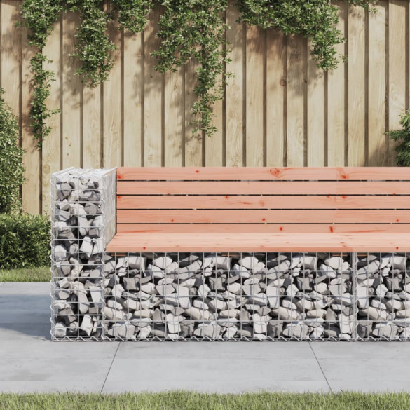 Bancă de grădină design gabion 122x71x65,5cm lemn masiv Douglas