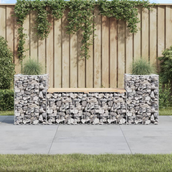 Bancă de grădină cu gabion - 183x41x60,5 cm - lemn masiv pin