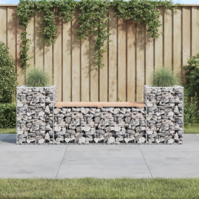 Bancă de grădină cu gabion - 183x41x60,5 cm - lemn masiv Douglas