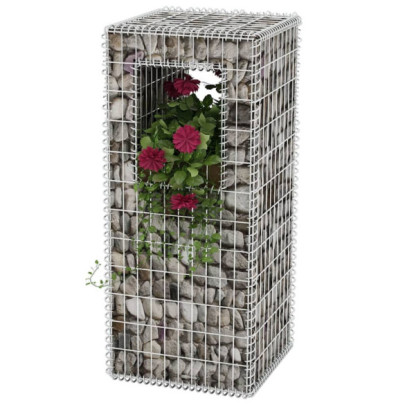 Stâlp coș gabion/jardinieră - oțel - 50 x 50 x 120 cm