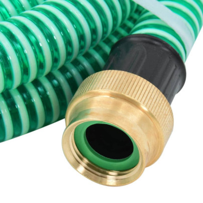 Furtun de aspirație cu racorduri din alamă - verde 1,1" 3 m - PVC