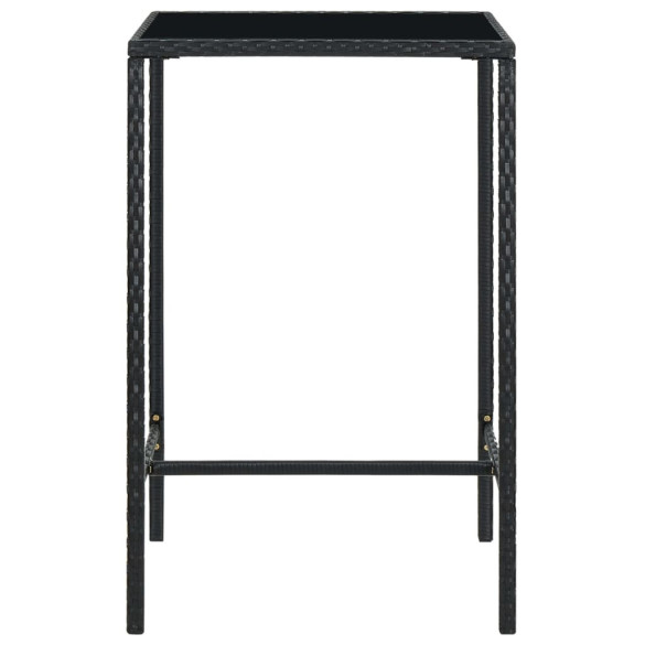 Masă de bar de grădină - negru - 70x70x110cm - poliratan și sticlă