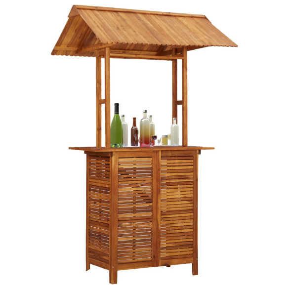 Masă de bar exterior cu acoperiș - 113x106x217 cm - lemn acacia