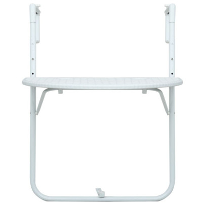 Masă balcon suspendată alb 60x64x83,5 cm plastic aspect ratan