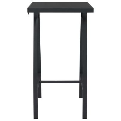 Masă de bar grădină - negru - 60 x 60 x 110 cm - sticlă securizată