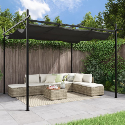 Pergola cu acoperiș retractabil - antracit - 295x292x230 cm