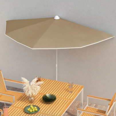 Umbrelă de grădină cu stâlp - gri taupe - 180x90 cm - semirotundă