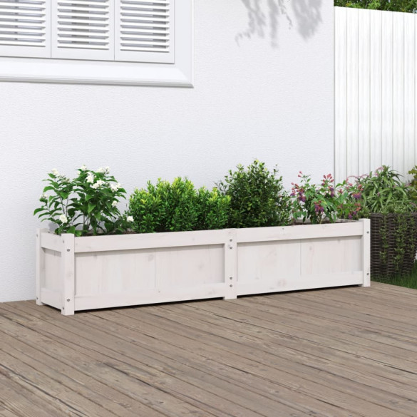 Jardinieră de grădină - alb - 150x31x31 cm - lemn masiv de pin