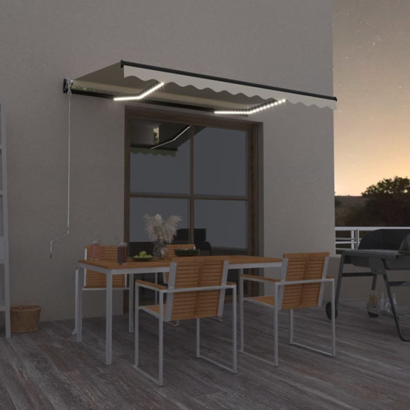 Copertină retractabilă manual cu LED - crem - 350x250 cm