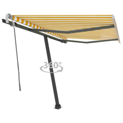 Copertină autonomă retractabilă manual - galben&alb - 350x250 cm