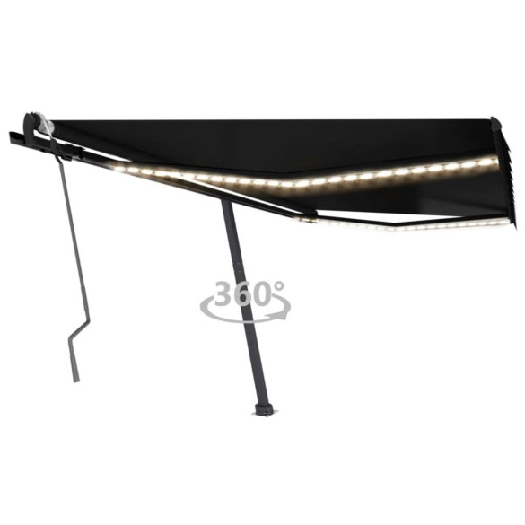 Copertină retractabilă manual cu LED - antracit - 450x300 cm