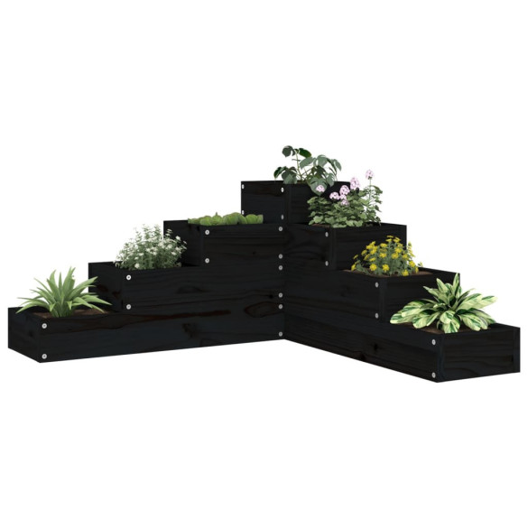 Jardinieră grădină 4 niveluri - negru 80,5x79x36 cm lemn pin