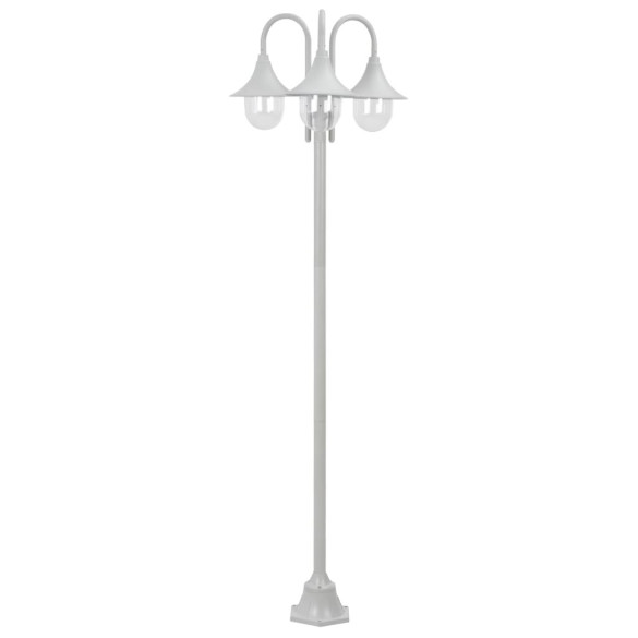 Stâlp iluminare grădină - E27 - 220 cm - aluminiu - 3 lămpi - alb