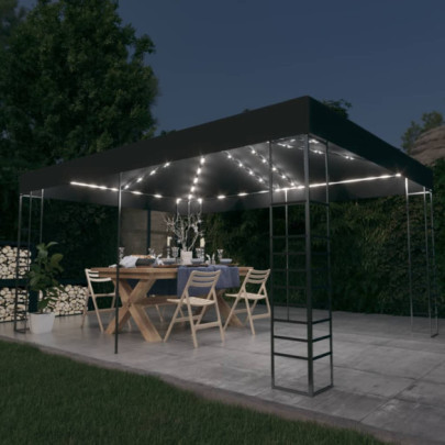 Pavilion cu șir de lumini LED - antracit - 3x4 m