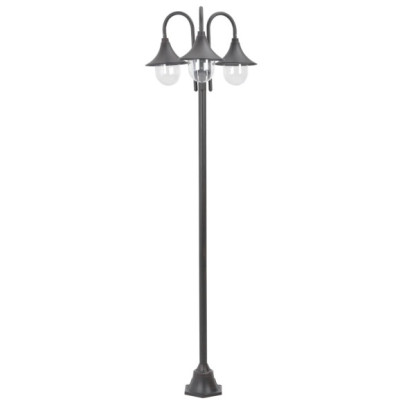 Stâlp iluminare grădină - E27 - 220 cm - aluminiu - 3 lămpi - bronz