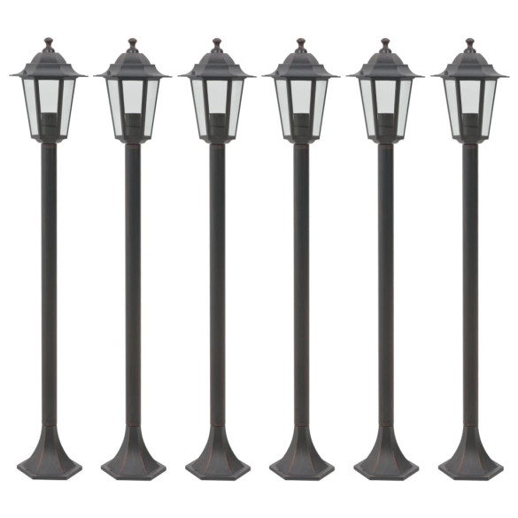 Stâlp iluminare grădină - 6 buc. - bronz - 110 cm - aluminiu - E27