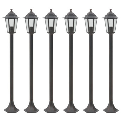 Stâlp iluminare grădină - 6 buc. - bronz - 110 cm - aluminiu - E27