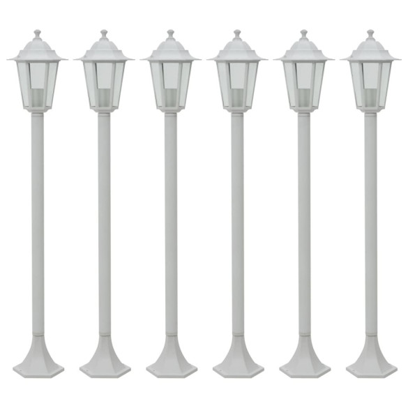 Stâlp iluminare grădină - 6 buc. - alb - 110 cm - aluminiu - E27