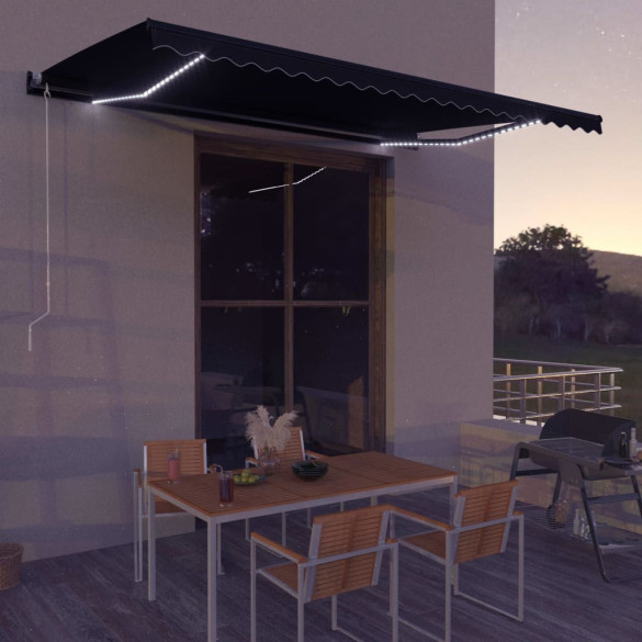 Copertină retractabilă manual cu LED - antracit - 500 x 300 cm