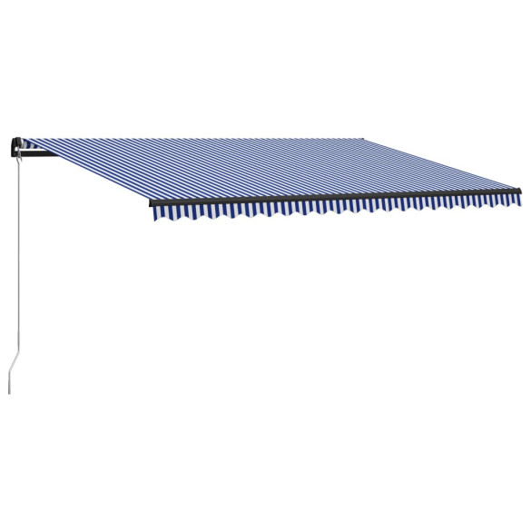 Copertină retractabilă manual - albastru și alb - 500 x 300 cm