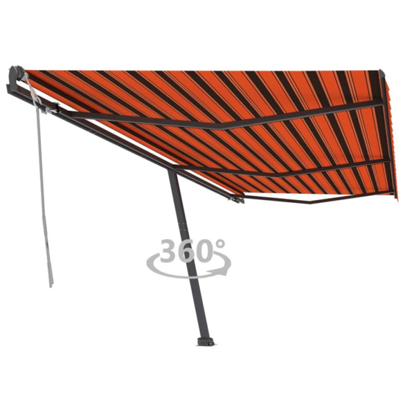 Copertină retractabilă manual - portocaliu/maro - 600x300 cm