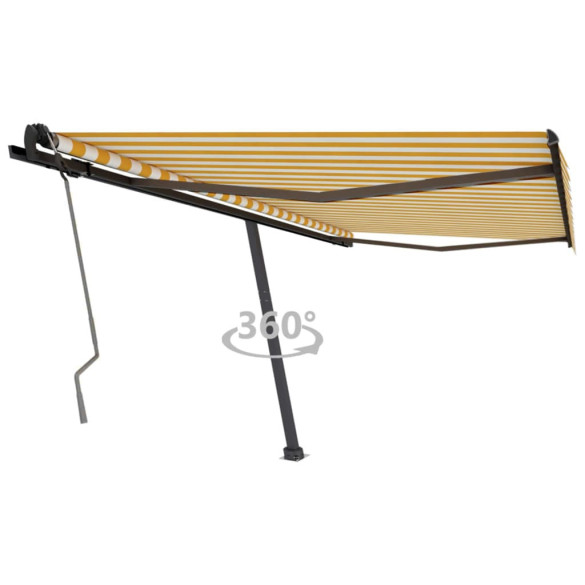 Copertină autonomă retractabilă manual - galben&alb - 400x350 cm