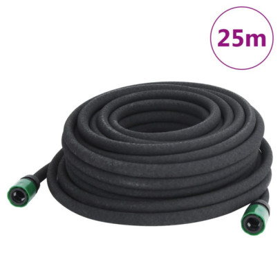 Furtun poros de grădină - negru - 0,6" - 25 m - cauciuc