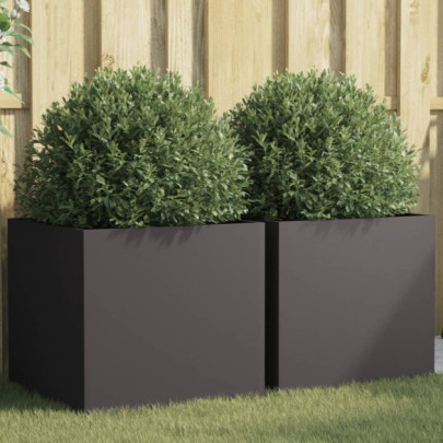 Jardiniere - 2 buc. - negru - 49x47x46 cm - oțel laminat la rece