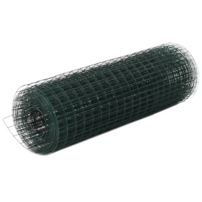 Plasă de sârmă găini - verde - 25 x 0,5 m - oțel cu înveliș PVC