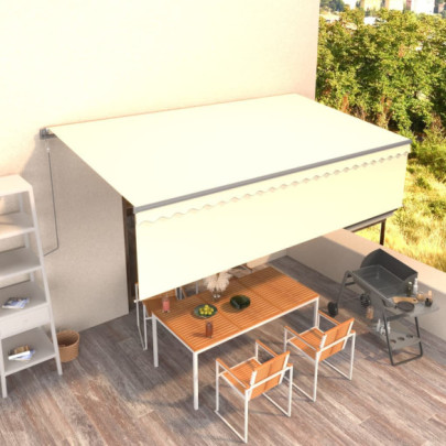 Copertină retractabilă automat cu stor - crem - 5x3 m